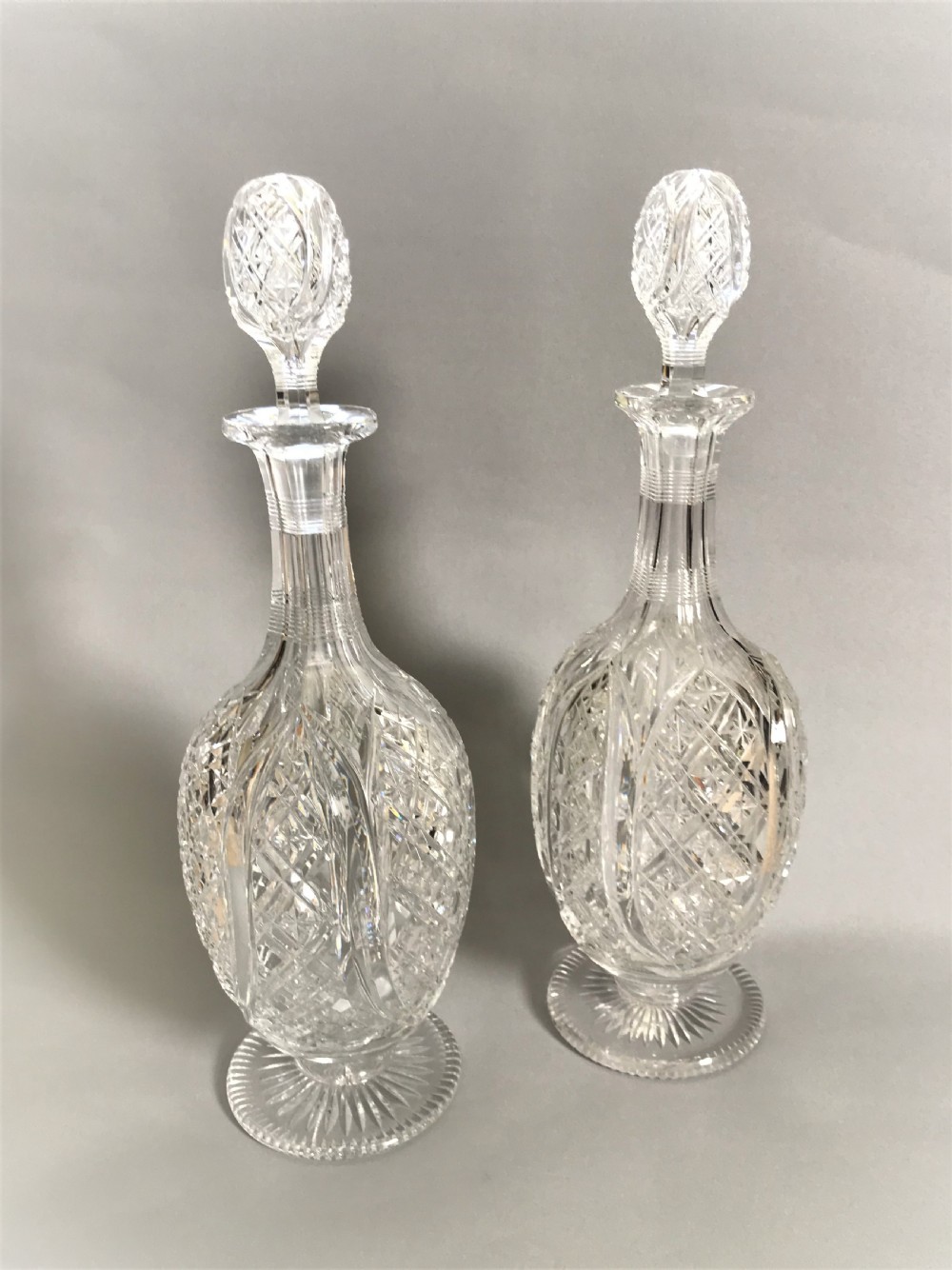A fabulous pair of Victorian cut glass crystal decanters View II