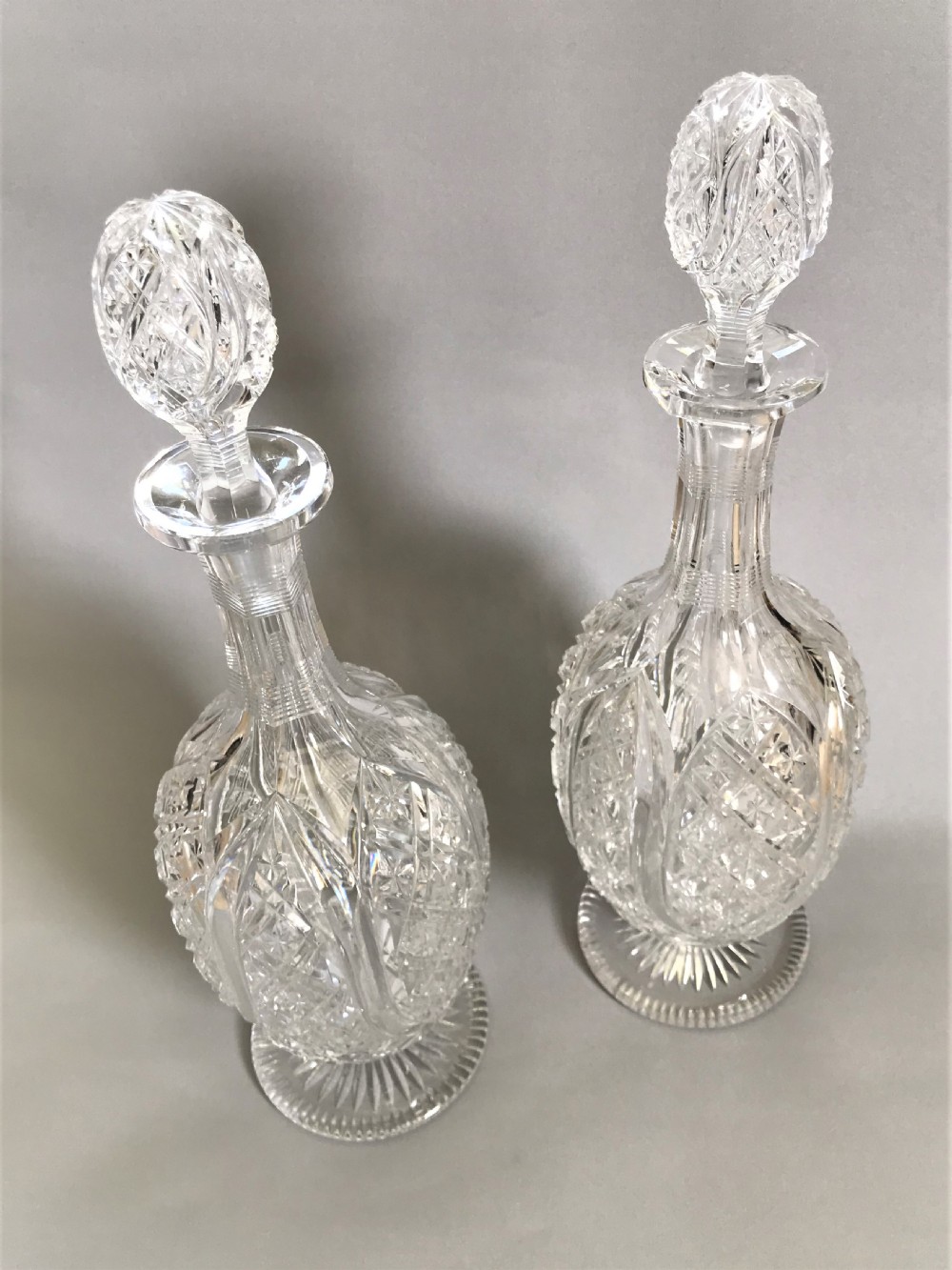 A fabulous pair of Victorian cut glass crystal decanters View III
