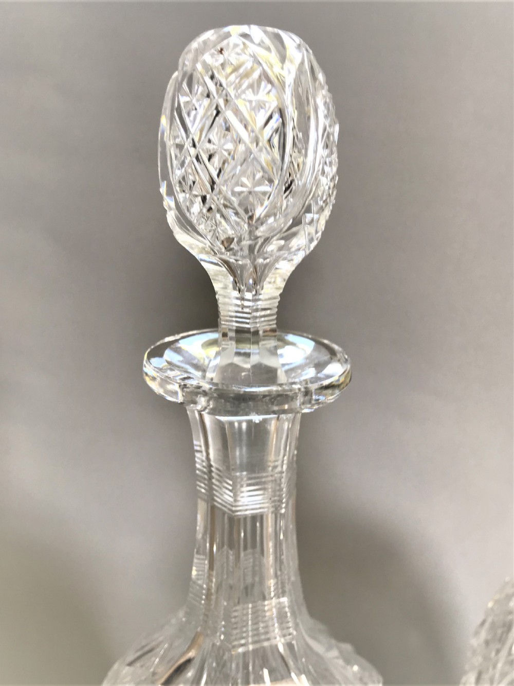 A fabulous pair of Victorian cut glass crystal decanters View V