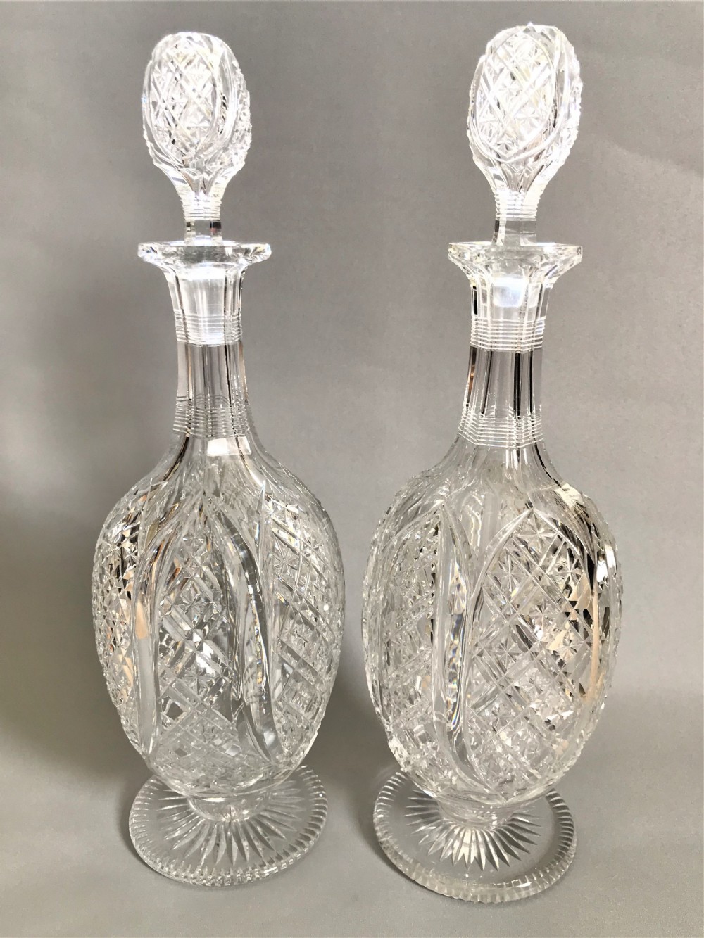 A fabulous pair of Victorian cut glass crystal decanters View VII