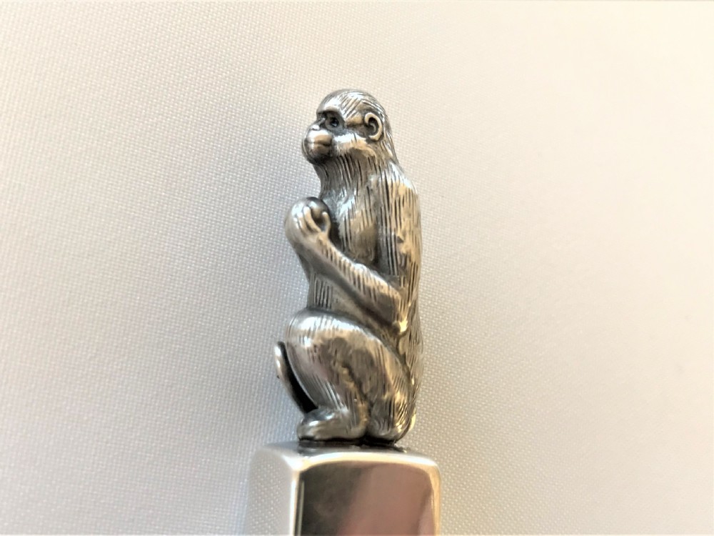 A Rare Chester Silver Monkey Sealing Wax Holder View VII
