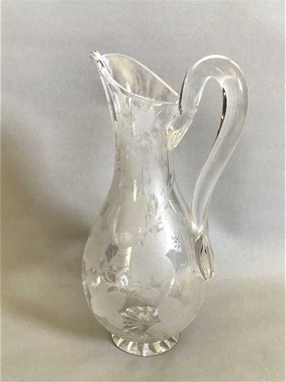 A Handsome Victorian Ivy Etched Wine Jug