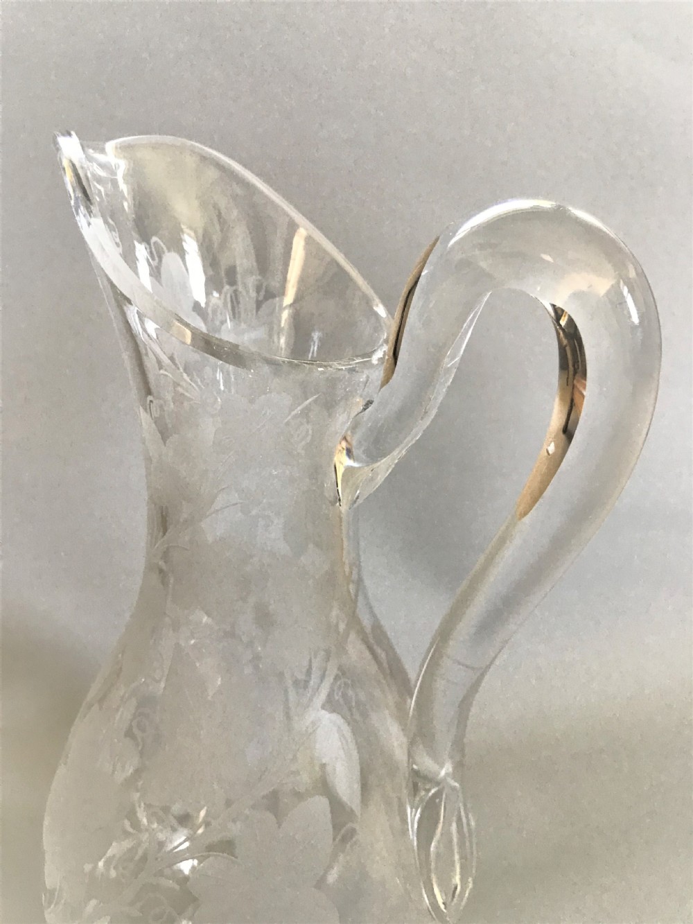 A Handsome Victorian Ivy Etched Wine Jug View III