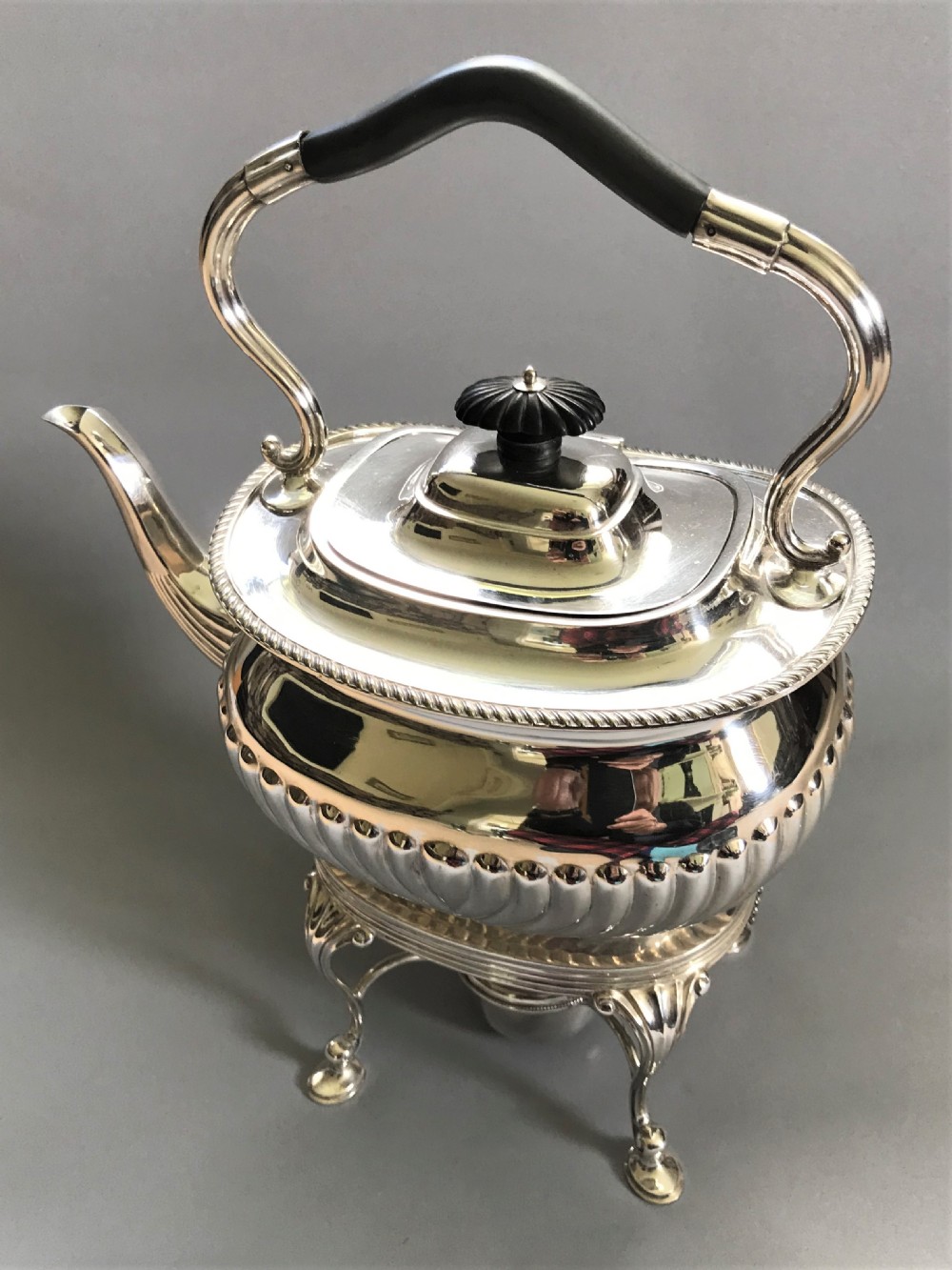 A superb Victorian silver plated spirit kettle View II