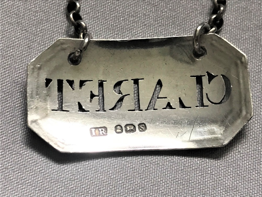 A lovely Georgian silver, claret decanter label View IV