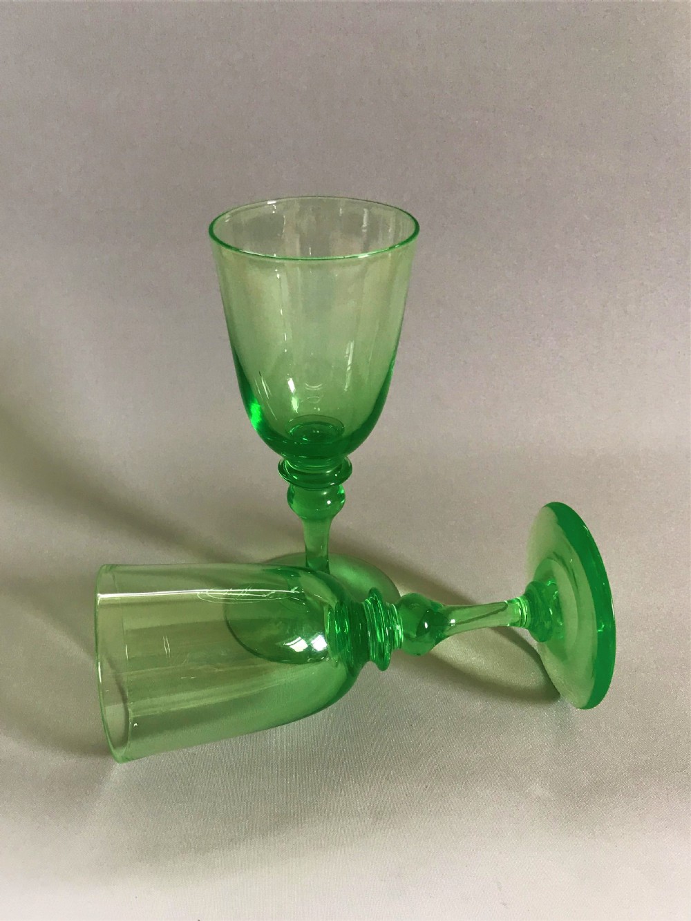 A fabulous pair of Victorian Uranium wine glasses View III