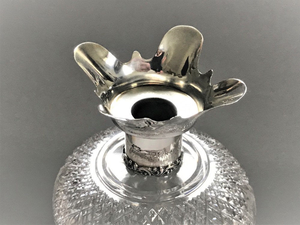 A superb Edwardian silver mounted glug glug decanter View VI