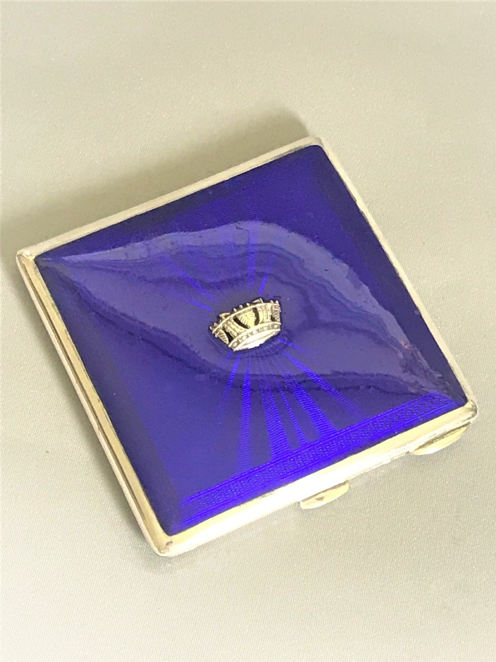 A gorgeous 'Naval Crown' silver & enamel compact