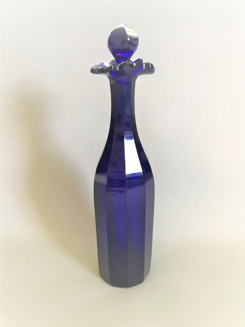 A fabulous early Victorian Bristol Blue decanter