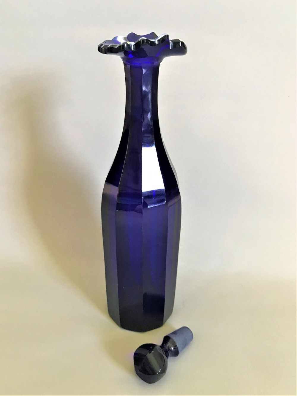 A fabulous early Victorian Bristol Blue decanter View V