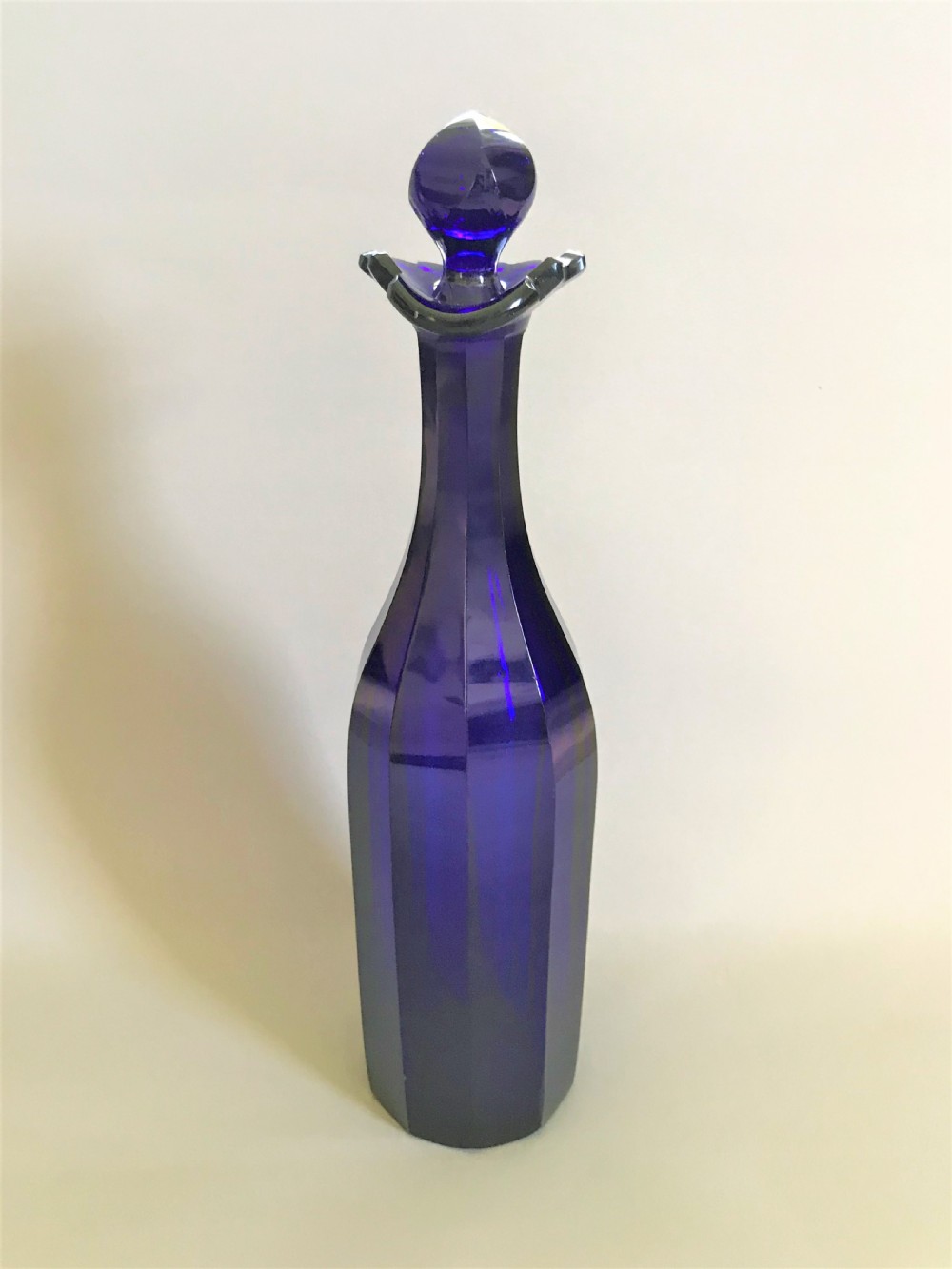 A fabulous early Victorian Bristol Blue decanter View VI