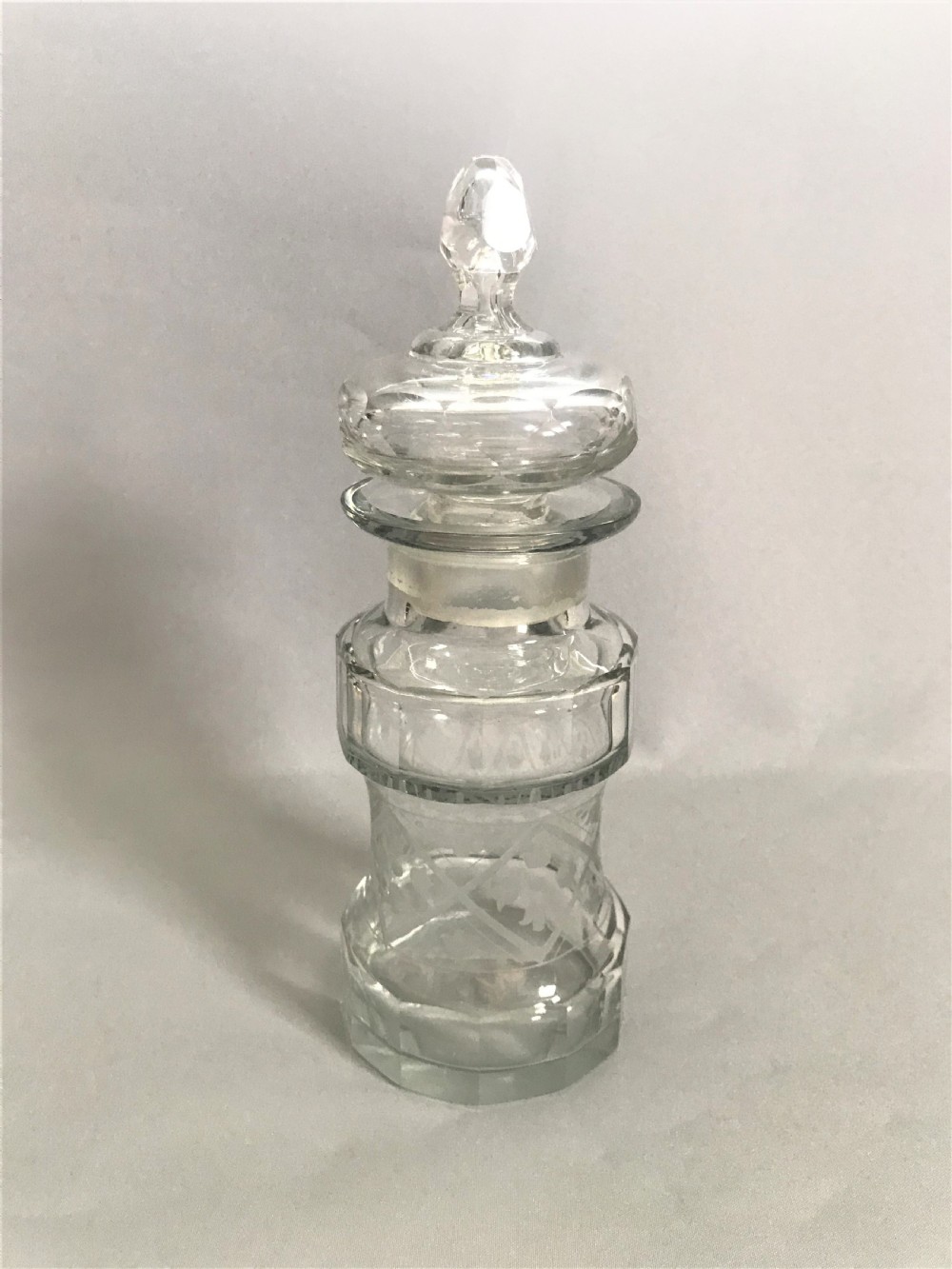 A superb French cut glass preserve/pickle jar