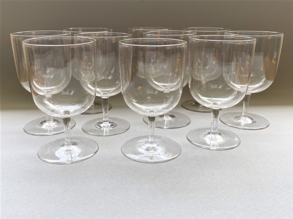 A fine and elegant set of 10 Whitefriars wine glasses View III