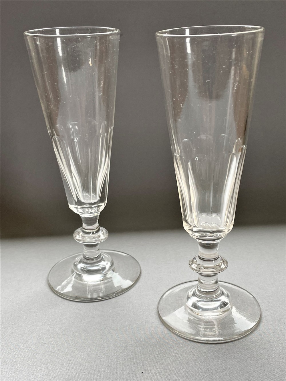 A lovely pair of Victorian cut glass champagne flutes