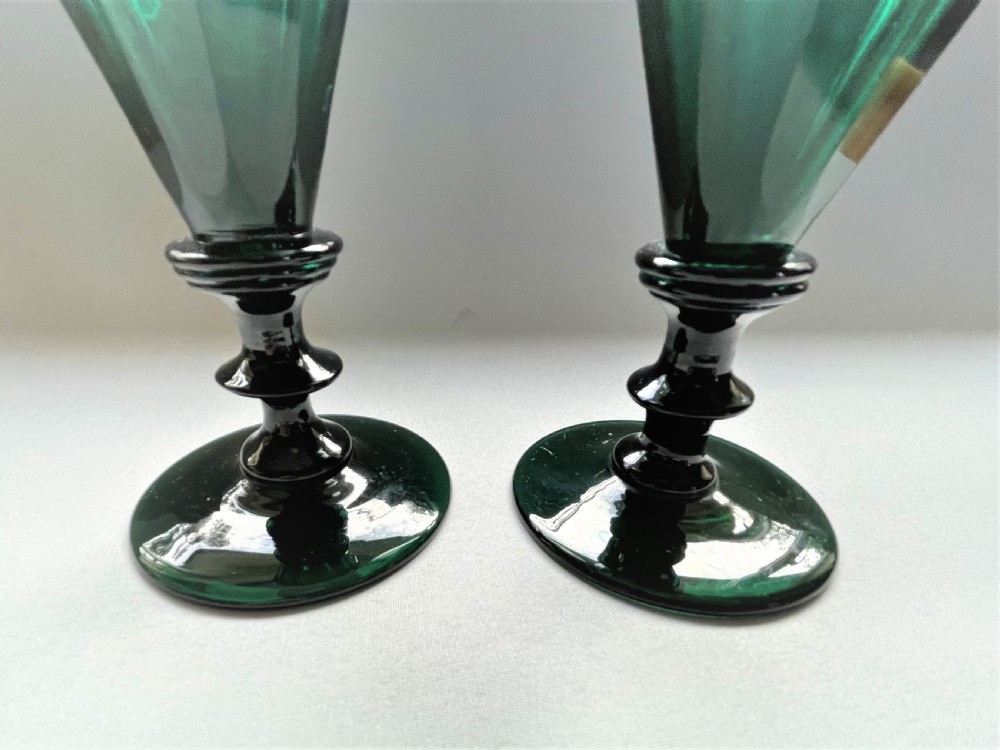A pair of Georgian Bristol Green wine flutes View IV