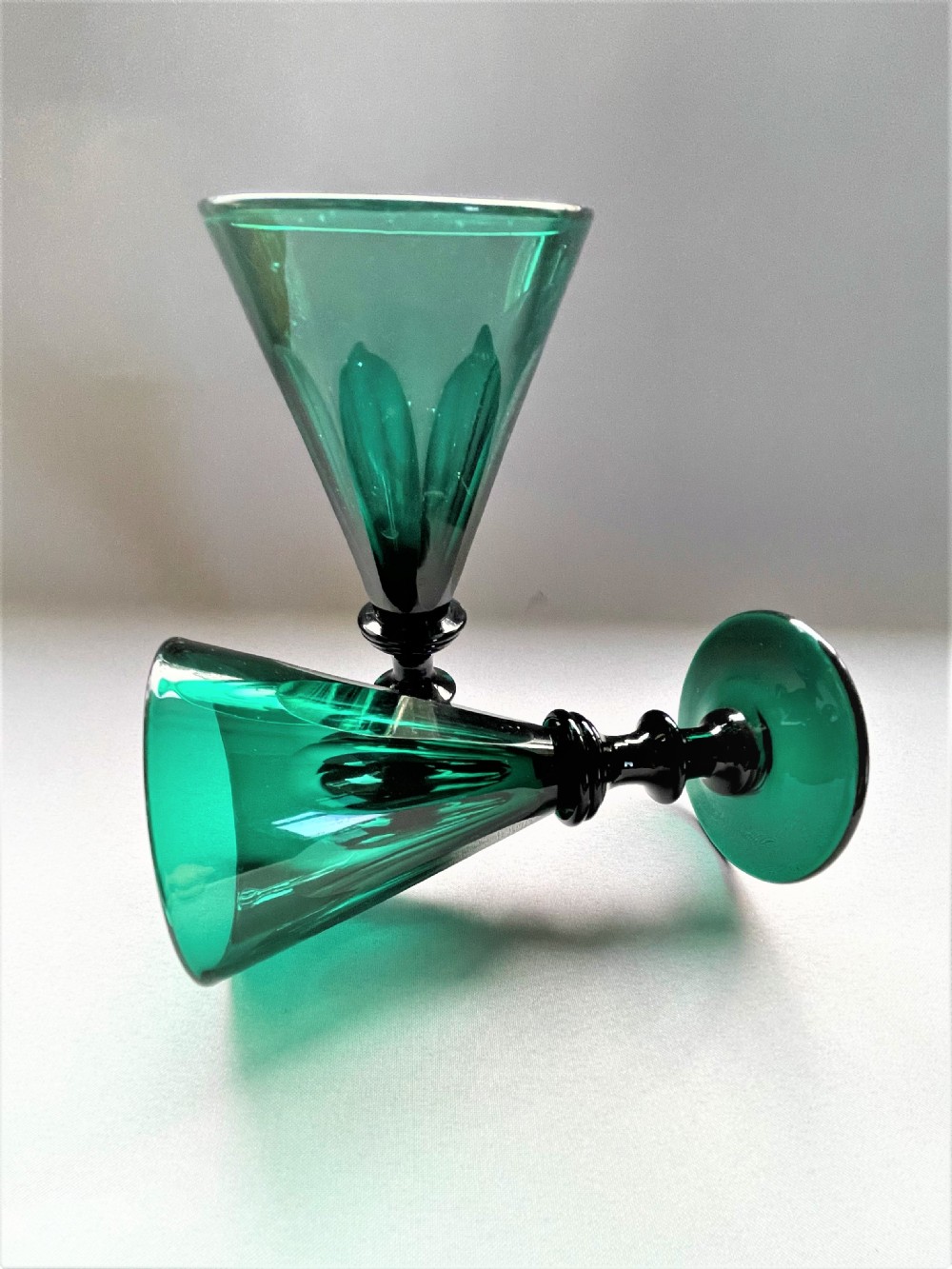 A pair of Georgian Bristol Green wine flutes View V