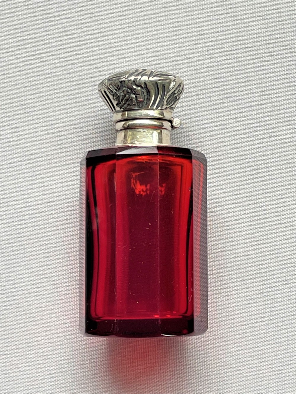 A lovely Victorian silver & ruby glass scent bottle View III