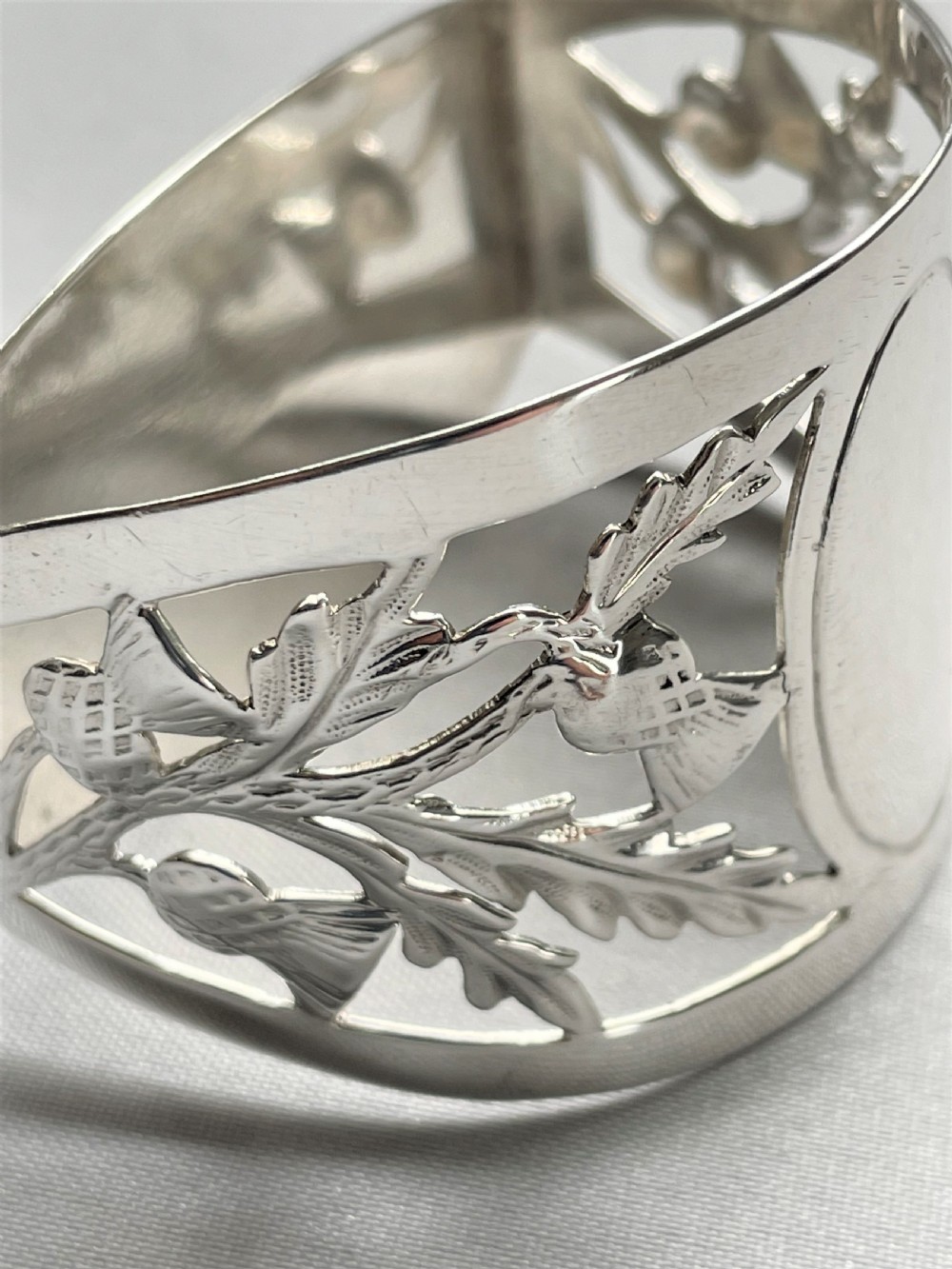 A superior pair of Scottish/Irish themed silver napkin rings View V
