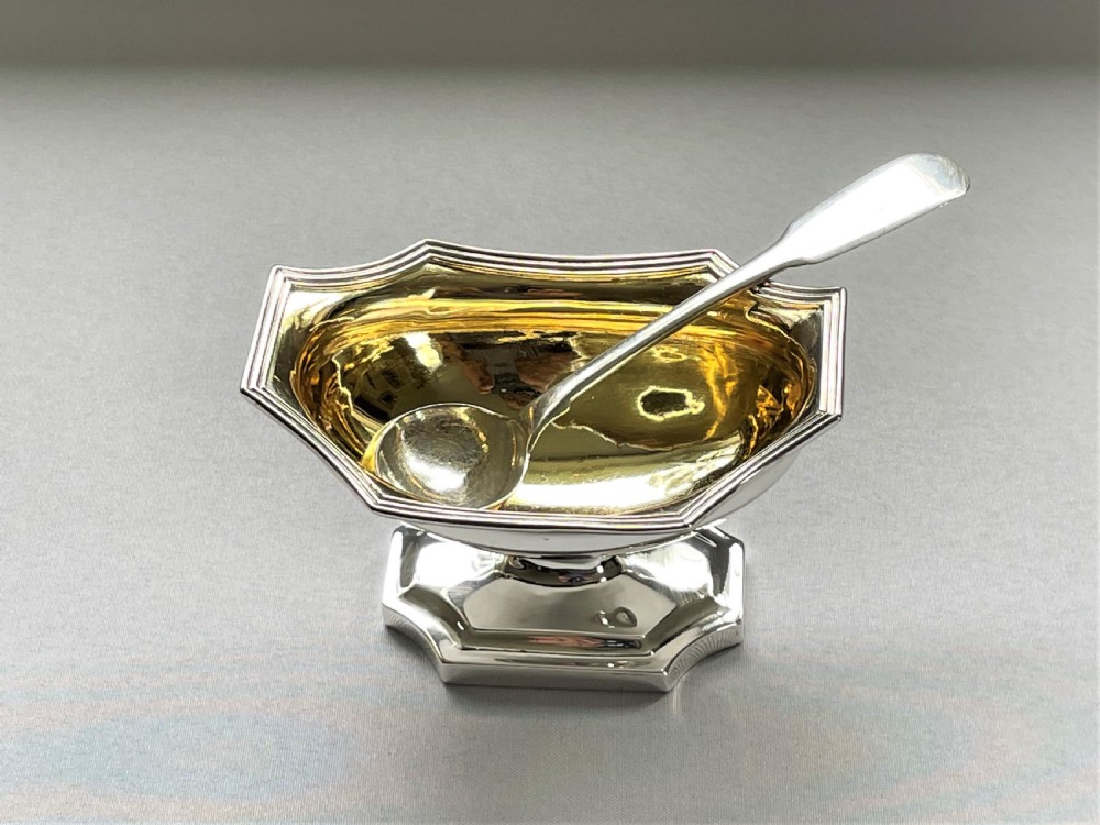 A superb Georgian silver condiment tub & spoon View VI