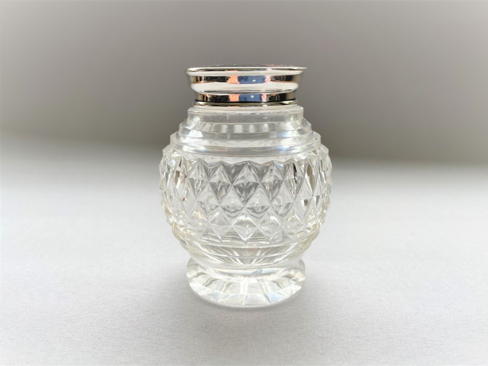 A lovely silver & tortoiseshell mounted cut glass jar View IV