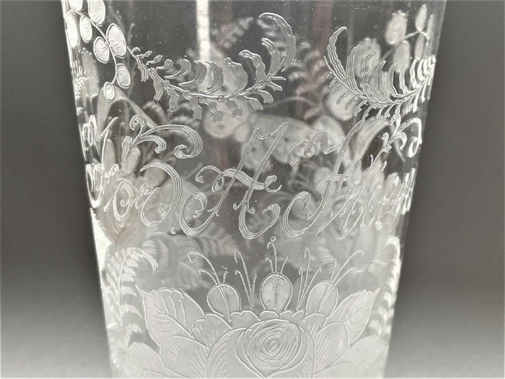 A superb 'For a friend' Victorian beer glass View III