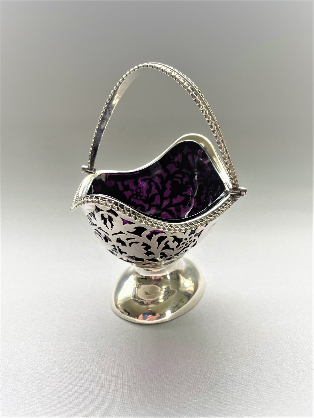 A fabulous Chester silver & amethyst basket