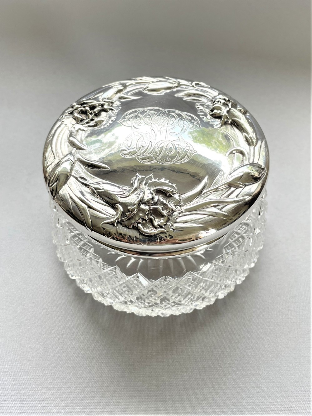 A stunning Sterling silver lidded powder bowl View II