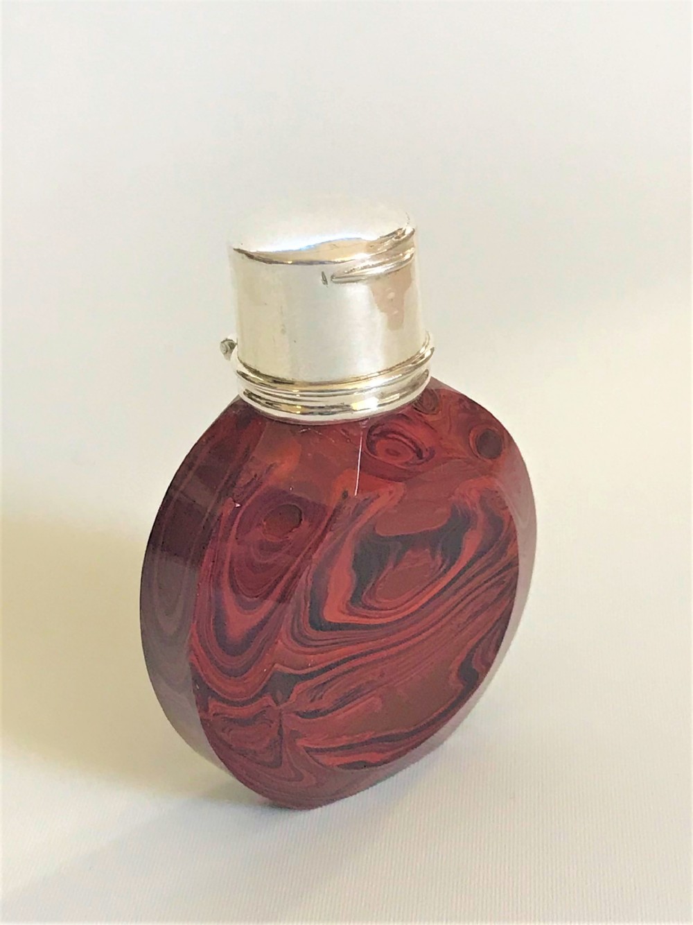 A Rare 19th Century Silver Mounted Lithyalin Scent Bottle