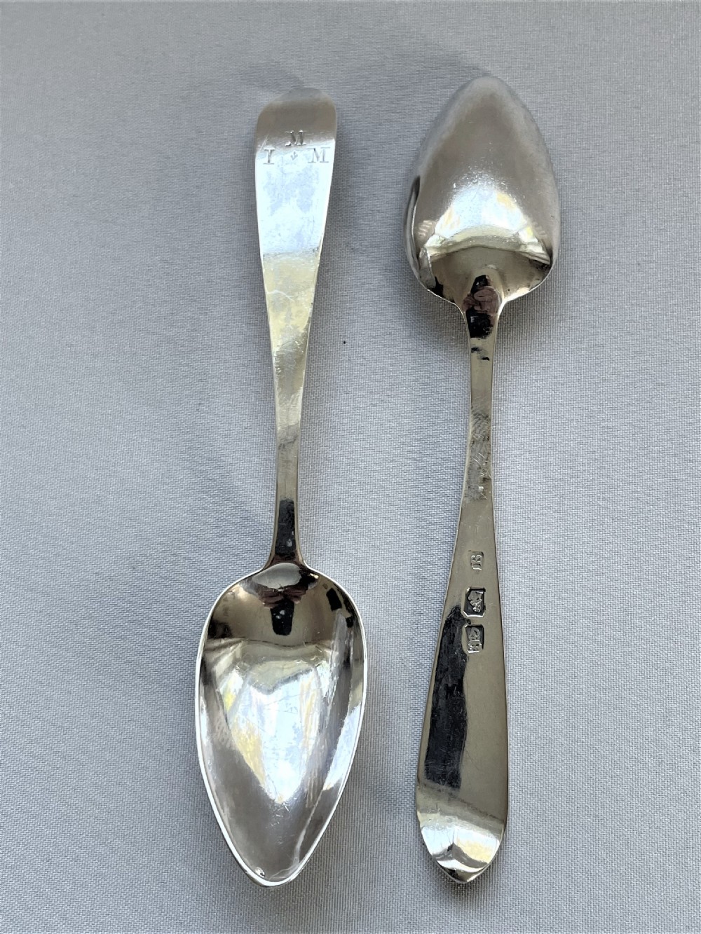 A delightful pair of Georgian Irish silver teaspoons View V