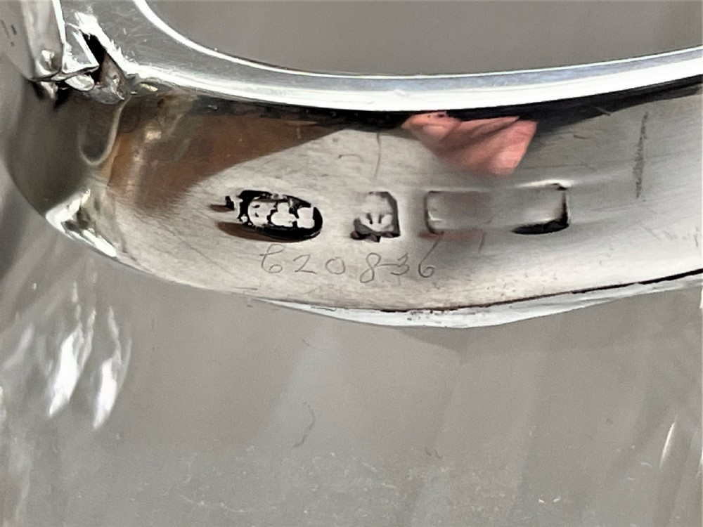 A desirable silver mounted cut glass Whisky companion View V