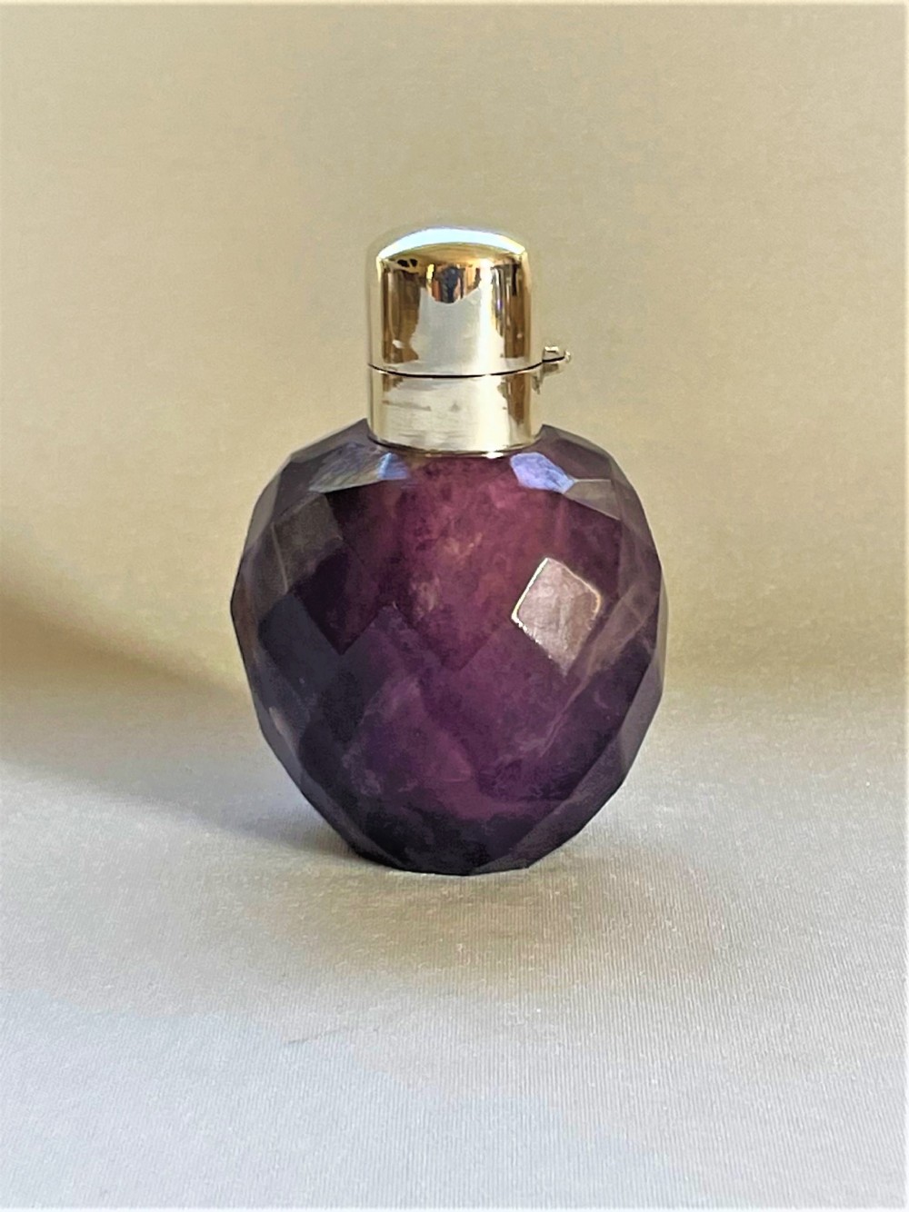 An extremely rare Victorian silver & Bluejohn scent bottle