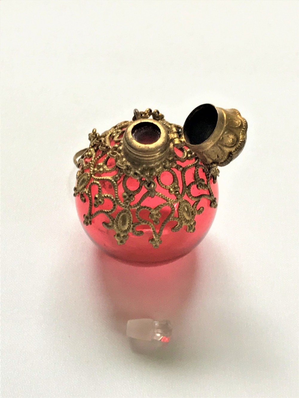 A Gorgeous French Cranberry And Ormolu Scent Bottle View V
