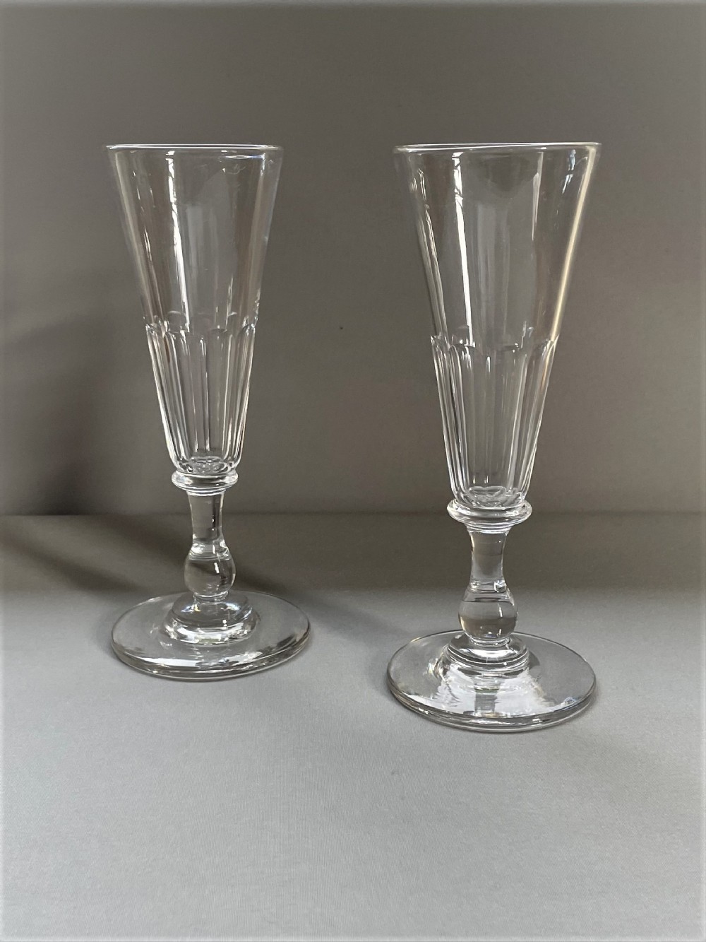 A fine pair of Victorian cut glass champagne flutes