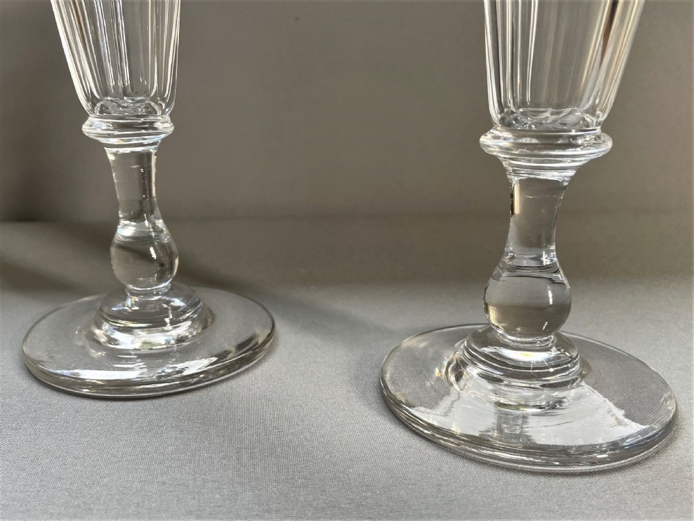 A fine pair of Victorian cut glass champagne flutes View III