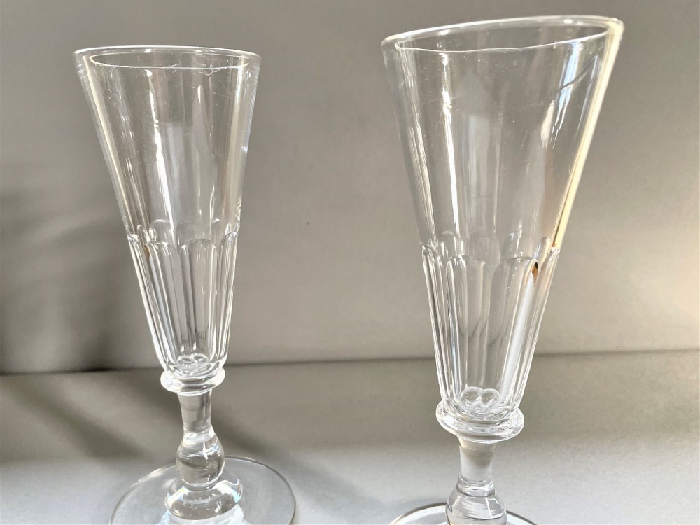 A fine pair of Victorian cut glass champagne flutes View IV