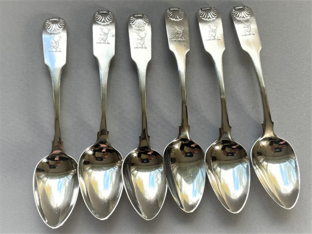 A fine set of six Georgian Irish silver teaspoons View II