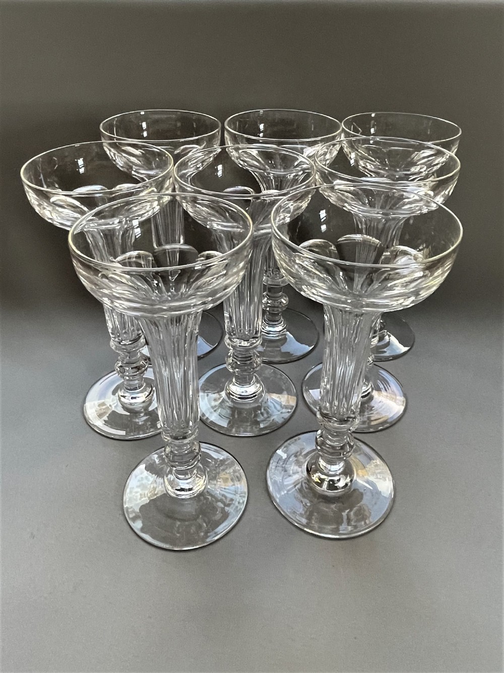 A fabulous set of 8 hollow stem champagne glasses View III