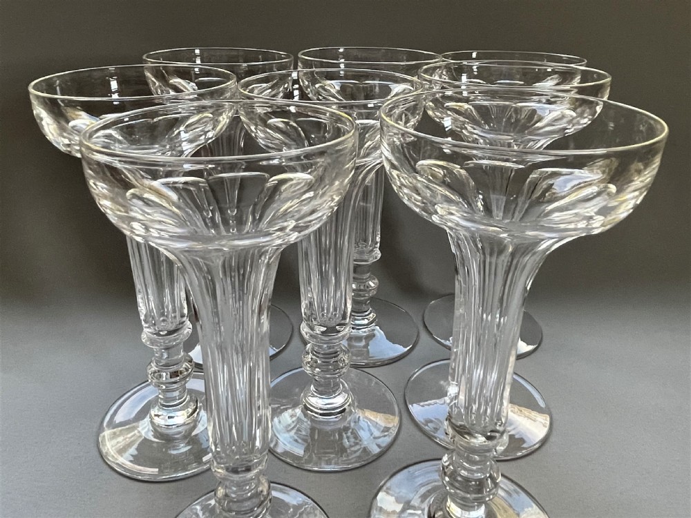 A fabulous set of 8 hollow stem champagne glasses View V