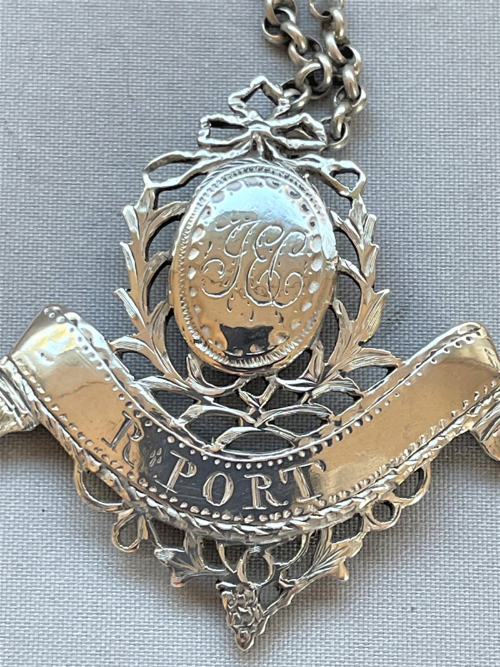An extremely rare Hester Bateman silver 'R Port' label View II