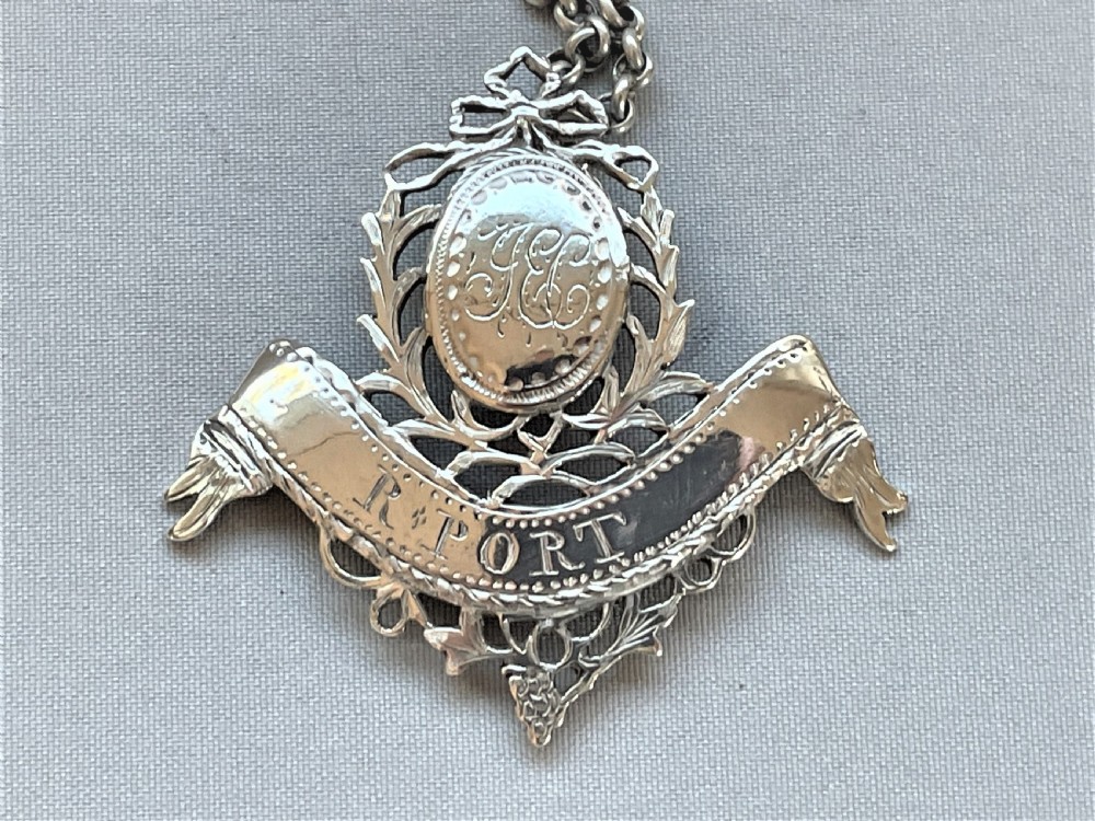An extremely rare Hester Bateman silver 'R Port' label View III