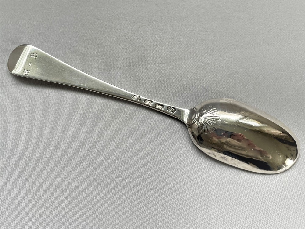A lovely 18th Century silver shell-back tablespoon View II