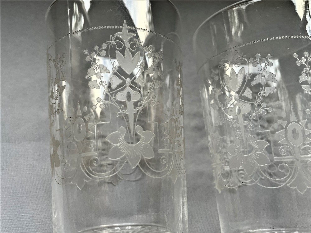A gorgeous pair of Edwardian etched water glasses View IV