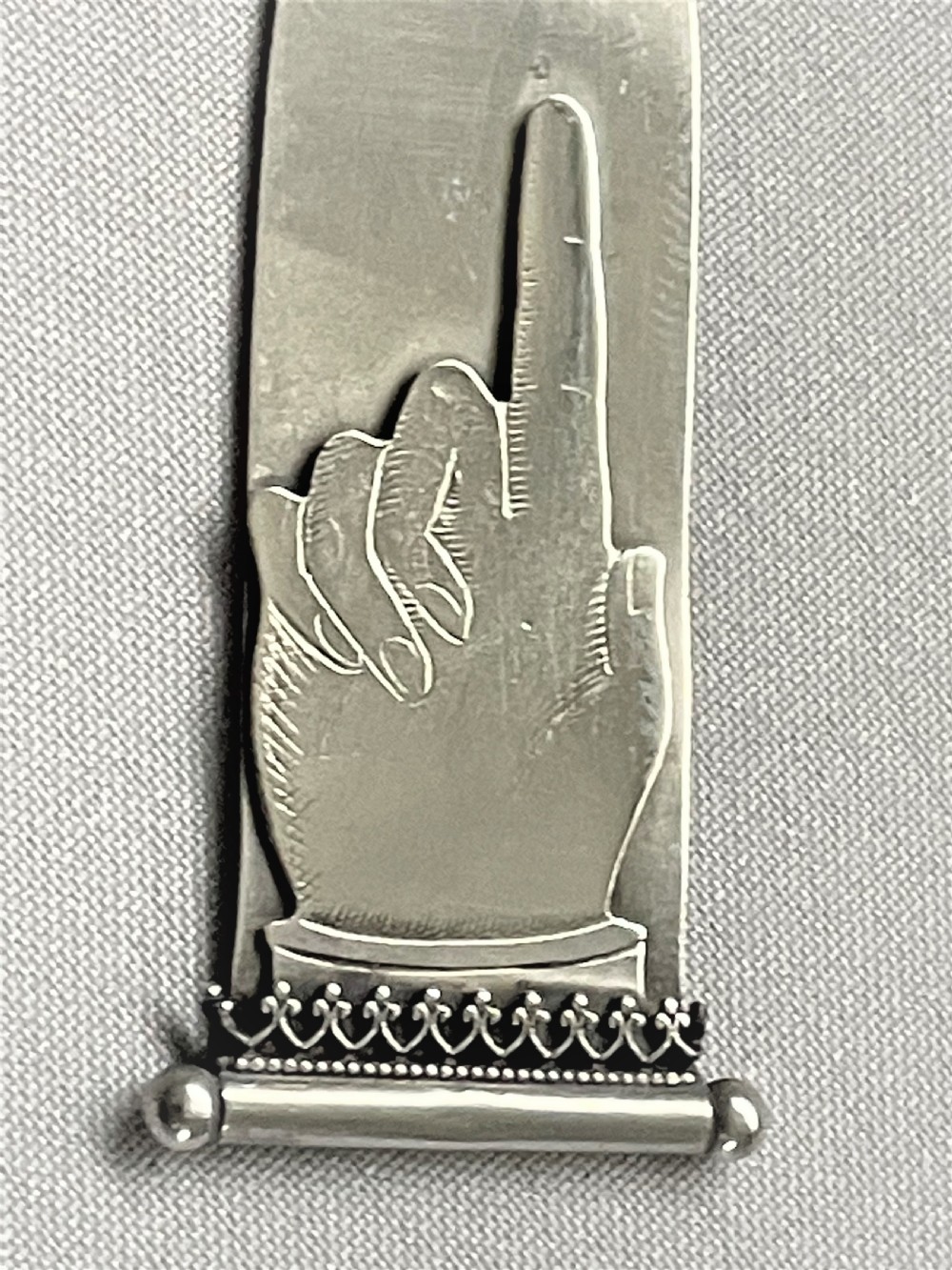A rare 'pointing finger' Victorian Chester silver bookmark View IV