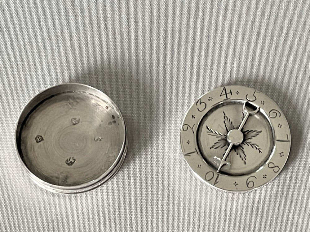 An extremely rare Georgian silver counter/patch box View V