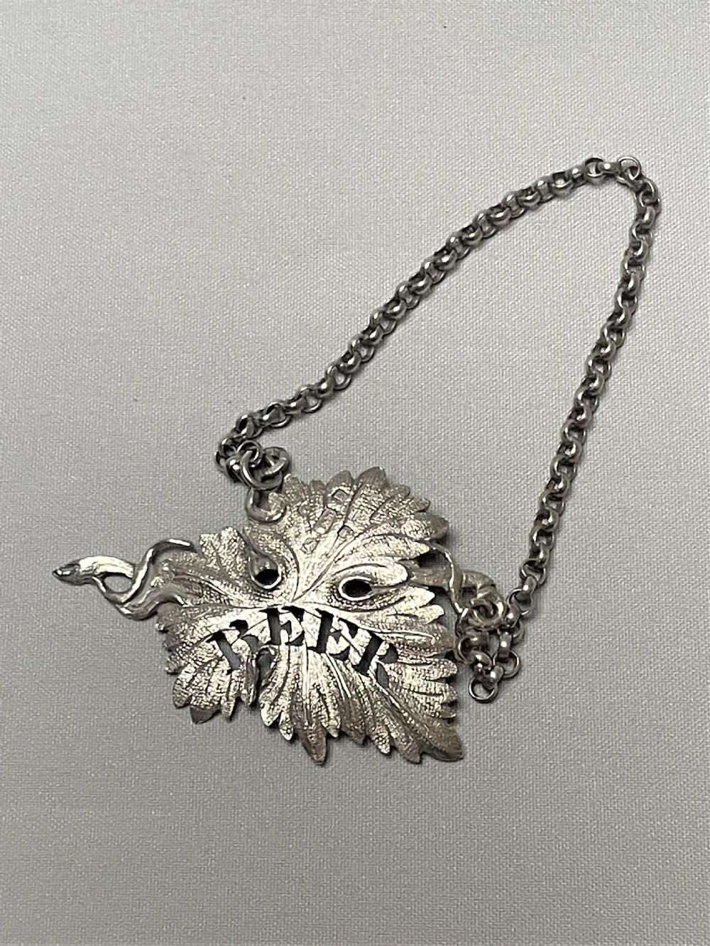 An extremely rare 19th Century silver 'Beer' label