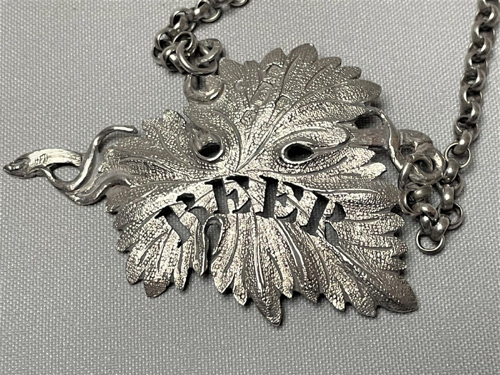 An extremely rare 19th Century silver 'Beer' label View II