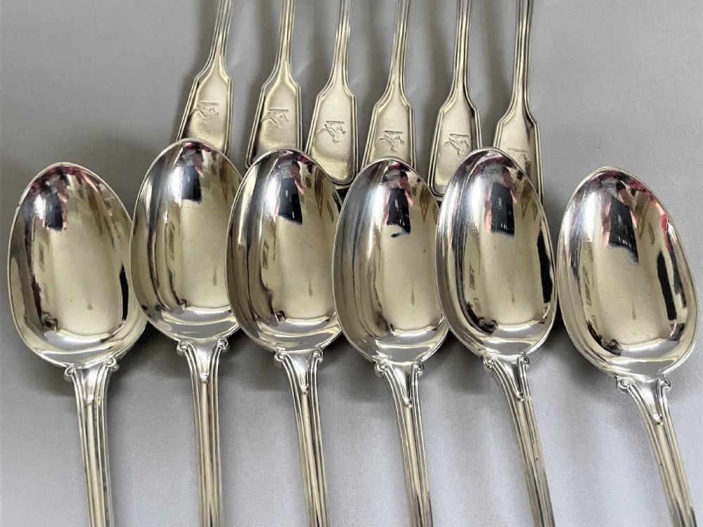 An outstanding 12 piece silver dessert set in Fiddle & Thread pattern View IV