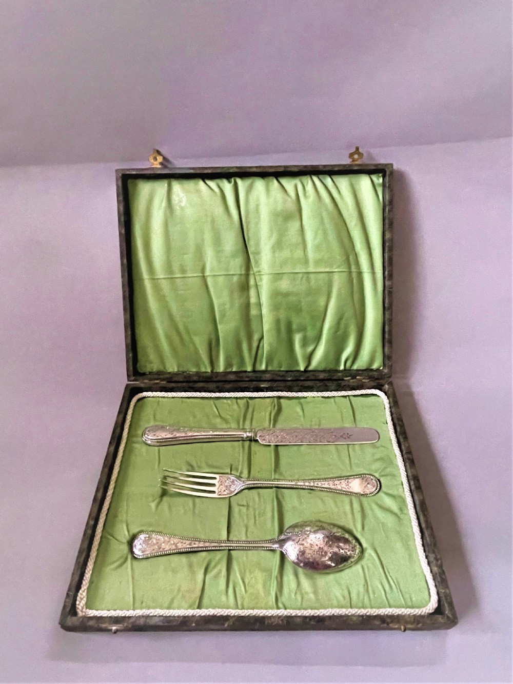 A lovely mid Victorian silver Christening set