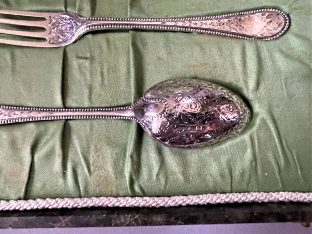 A lovely mid Victorian silver Christening set View III