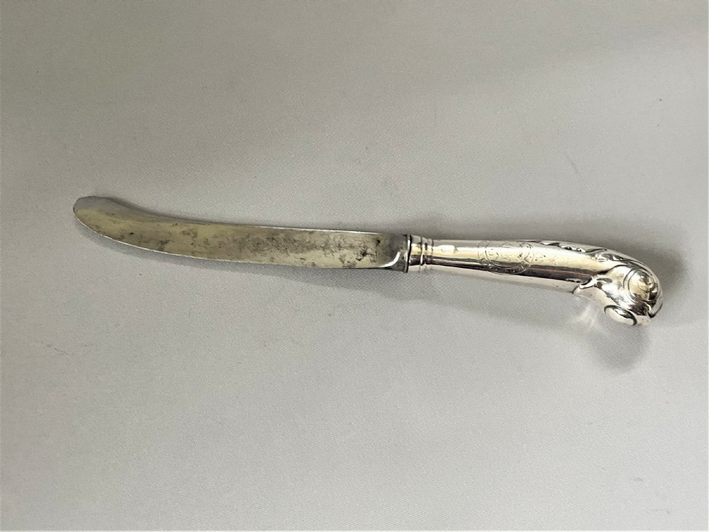 An early 18th Century silver handled butter knife
